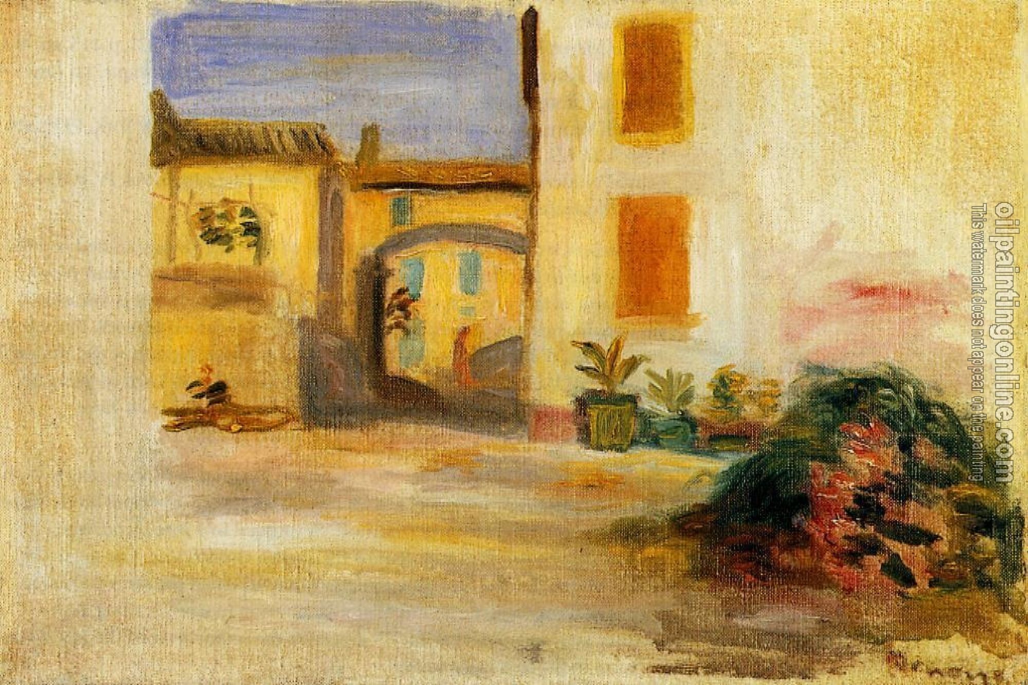 Renoir, Pierre Auguste - Farm Courtyard, Midday